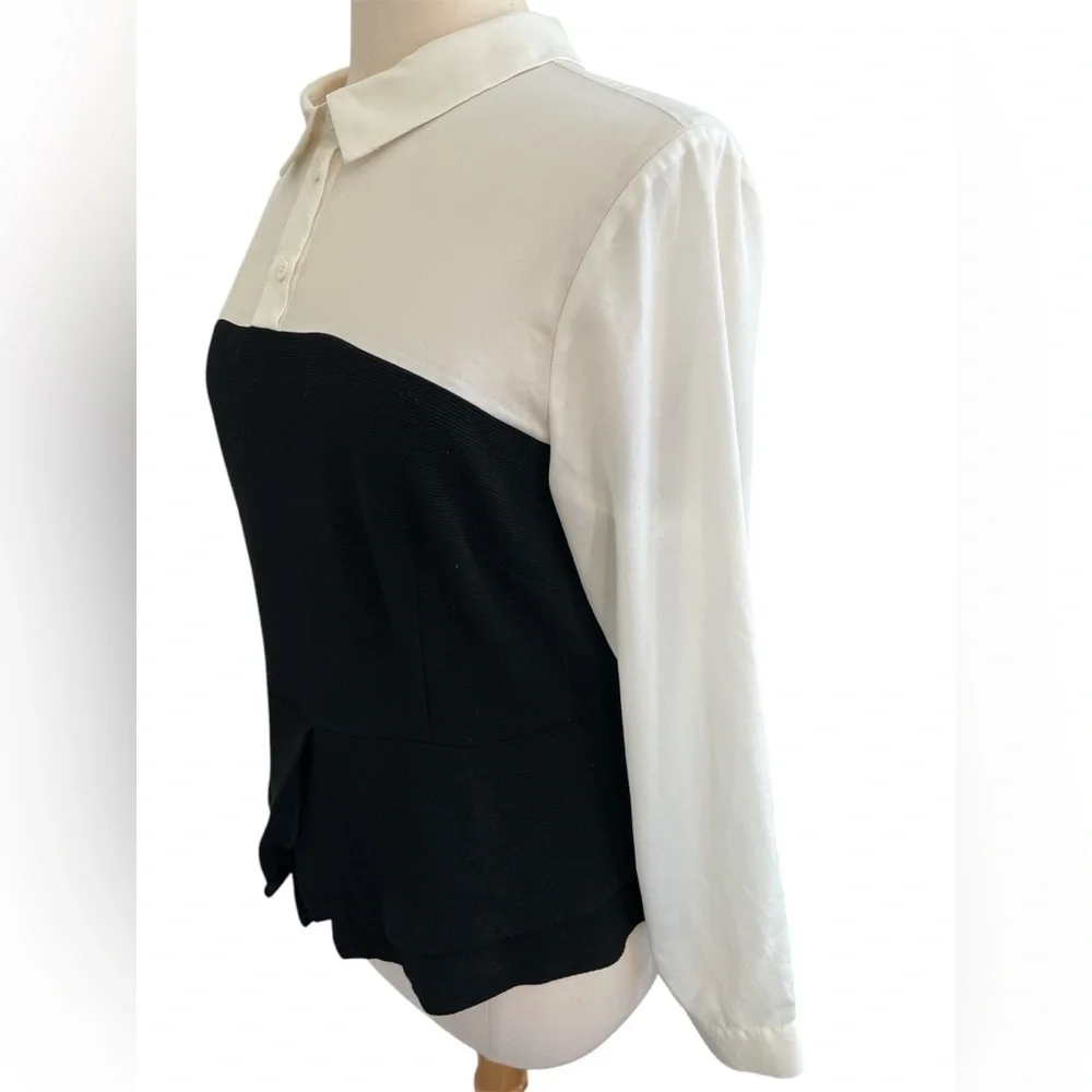 Eloquii Black & Ivory Fit & flare Contrast Corset style w/semi sheer Top Size 14 - Picture 5 of 11